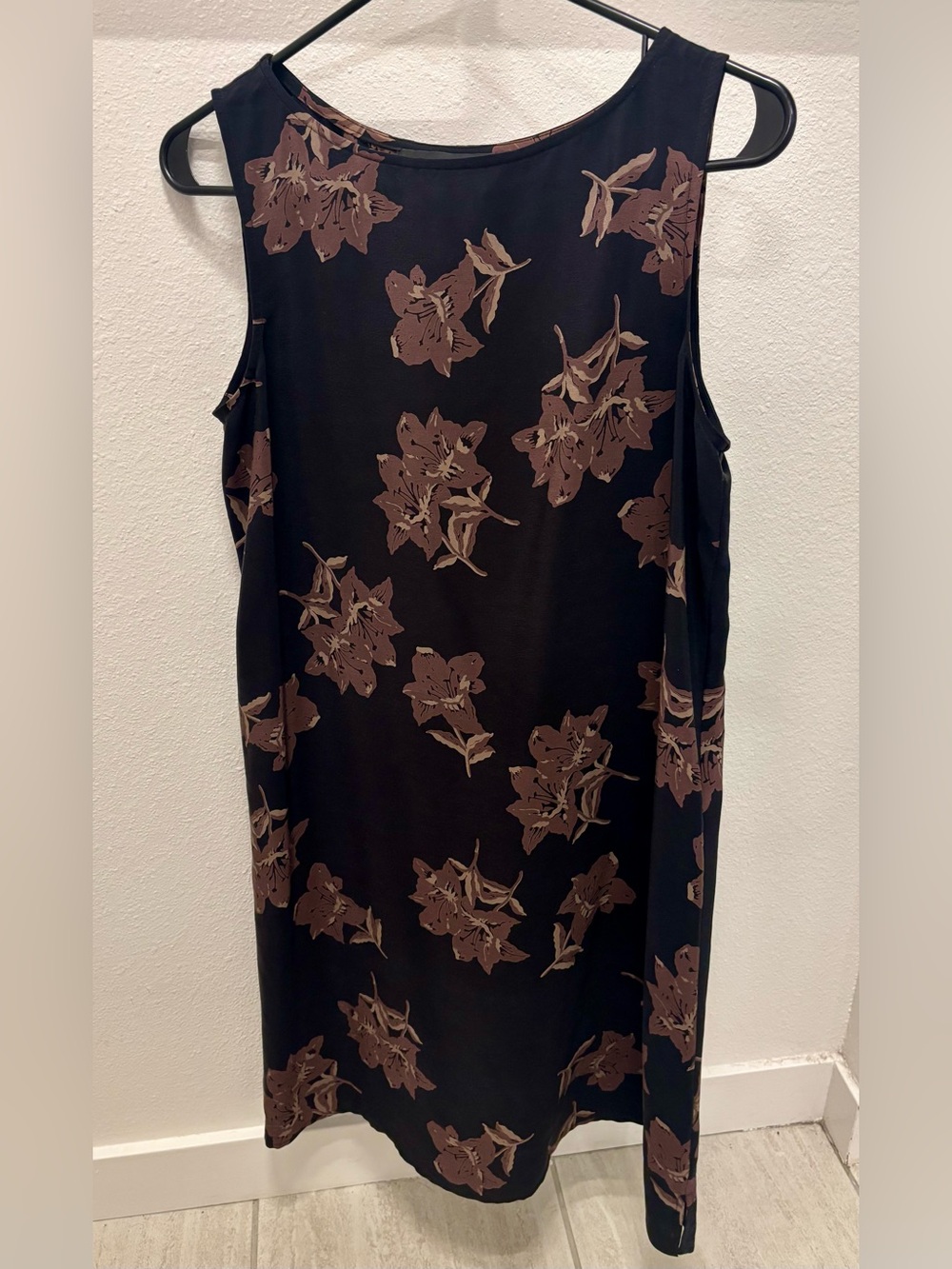 Trinity Studio Black Midi Dress with Brown Floral Print